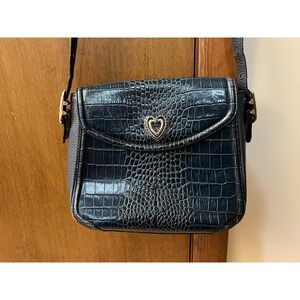 Brighton Blue Green Patent Leather Flapover Magnetic Close Shoulder Bag‎